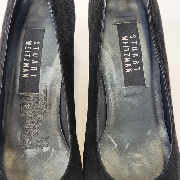 Stuart Weitzman Womens Black Suede Pumps Heels Size 9 M Square Toe Heel Classic - Picture 4 of 9